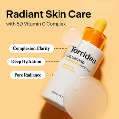 Torriden CELLMAZING liposome vitamin C diffusion highlights enhanced absorption.