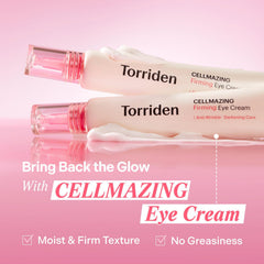 Torriden CELLMAZING pump-dispense bottle demonstrating easy daily usage in a clean beauty routine.