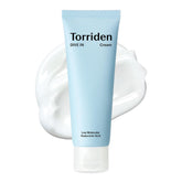 Torriden DIVE IN Cream texture close-up shows lightweight hydration.