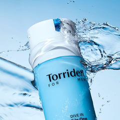 Torriden Dive In for Men 5D hyaluronic acid diagram showing deep hydration.