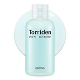 Torriden DIVE IN Skin Booster packaging shows sustainable bottle design for hydration-minded skin
