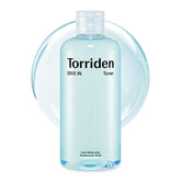 Torriden Dive in Toner bottle closeup showing hydration boost