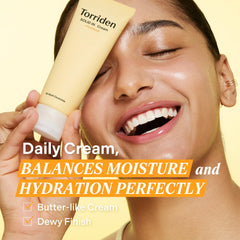 Torriden SOLID IN Ceramide Cream swirl with light suggests quick-absorb feel