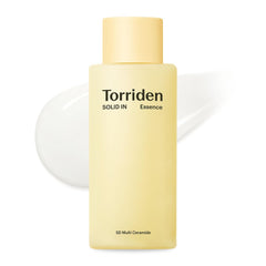 Torriden SOLID IN Ceramide Essence bottle close-up highlighting hydration focus.