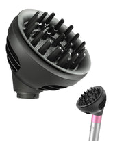 TOSAGE Wave+Curl diffuser on Airwrap attachment for even heat distribution during styling.
