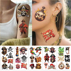 Tostmrks tatuajes pirata loros, colores vivos para el disfrute de niños.
