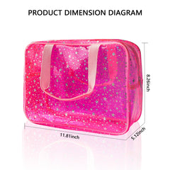 TotePrint Yellow Star Large Cosmetic Bag features durable, waterproof material.