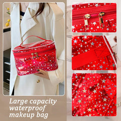 TotePrint double metal zippers makeup bag ensures secure, easy access to essentials.