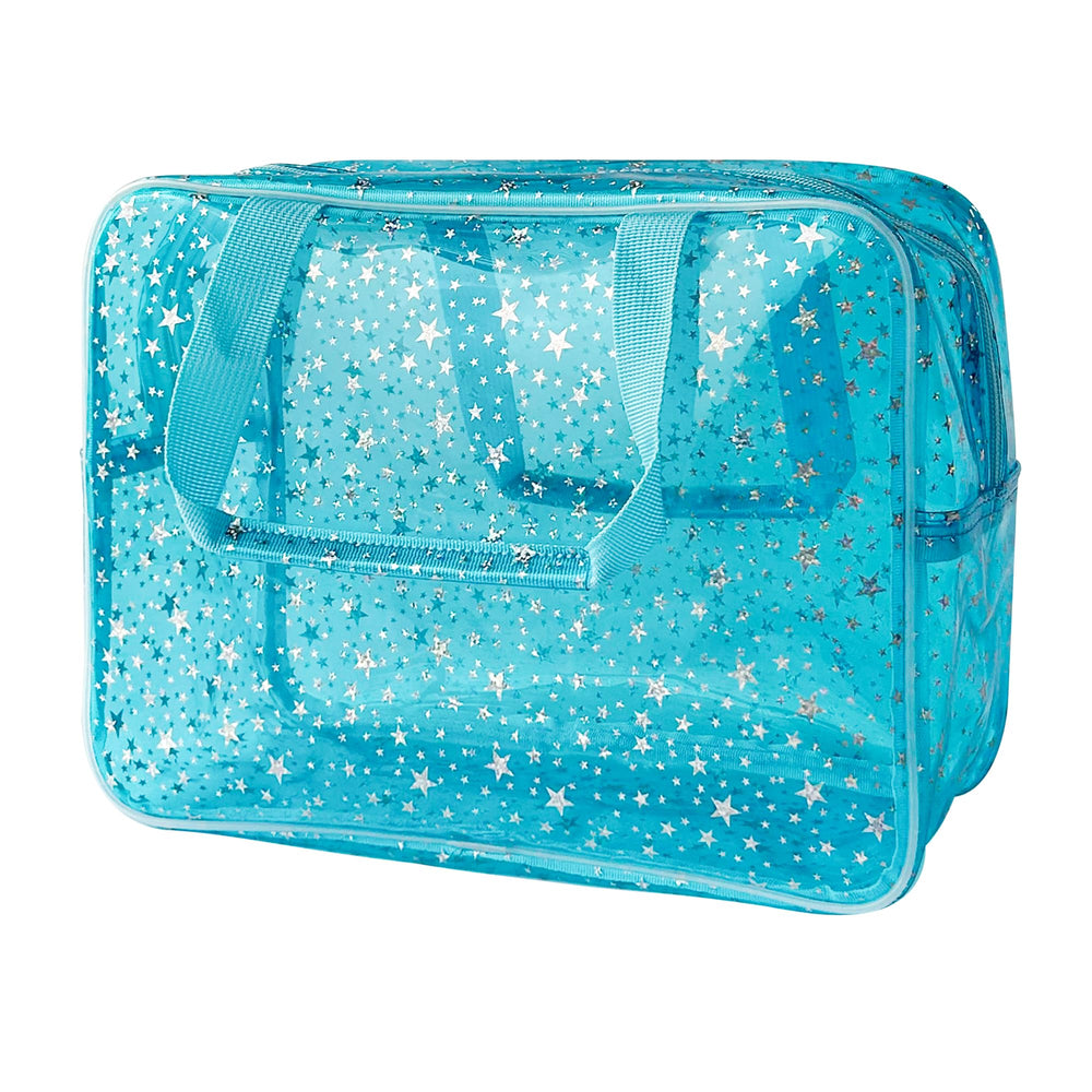 TotePrint holographic star bag front view for stylish makeup organization during travel