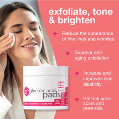 TOUCH 20% glycolic pad packaging highlights convenient, ready-to-use exfoliation.