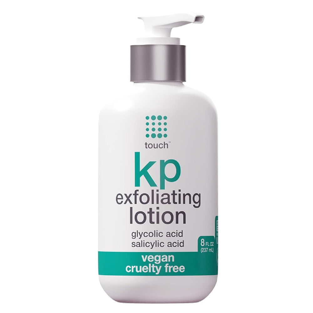 TOUCH Glycolic Acid Lotion bottle highlights exfoliation for KP-prone skin.