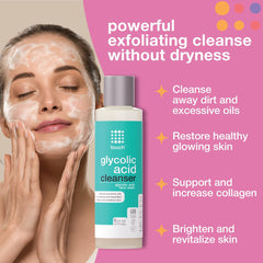 TOUCH ten-percent glycolic acid face wash bottle front promotes gentle daily cleansing.