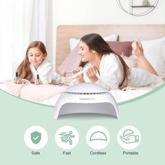 Portable design of TOUCHBeauty Nail Dryer for on-the-go use.