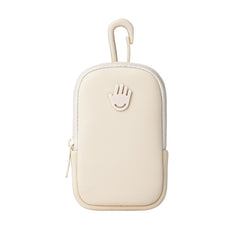 Touchland Touchette pouch Ivory zipper closeup, compact sanitizer pocket for easy access.