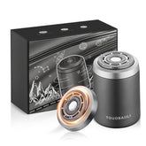 Touobaiili electric foil shaver face close-up shows skin-friendly blades for sensitive skin.