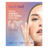Toute Nuit Wrinkle Patches packaging showcases the trial pack for at-home wrinkle testing.