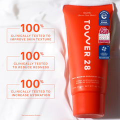 Tower 28 SOS cream with multiple hyaluronic acids delivering plump hydration.