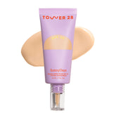 Tower 28 SunnyDays SPF30 bottle closeup highlighting mineral sunscreen for sensitive skin protection.