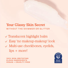 Tower 28 SuperDew Balm finger application reveals smooth, shimmer-free highlight.