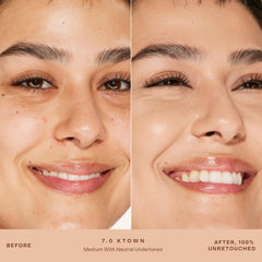 Tower 28 Swipe Serum Concealer blends to skin-like finish after application.