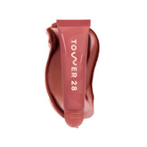 Tower 28 LipSoftie Red Bean Mochi jar closeup showing rich hydration for dry lips.