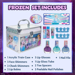 Disney Frozen nail polishes by Townley Girl in pink, purple, and blue offer bubblegum scent.