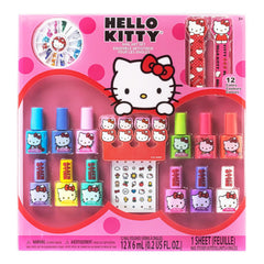 Townley Girl Hello Kitty nail polish set with 12 bubblegum-scented bottles for fun manicures.