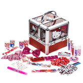 Townley Girl Hello Kitty train case closed, organized makeup for parties and sleepovers.