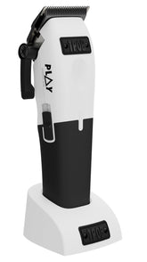 TPOB Play Barber Clippers front view with ergonomic rubber grip for steady trimming.