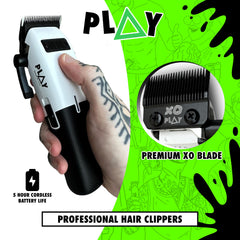 TPOB Play Barber Clippers side grip emphasizes secure handling during long fades.
