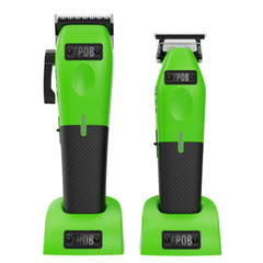 TPOB Play Barber Hair Clippers Green 2-Set with rubber grips for precise fades.