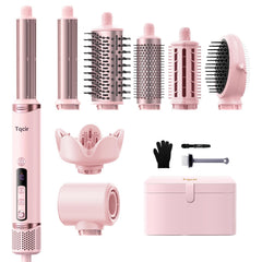 Tqcir 8in1 hot air styler compact design enables easy at-home styling.