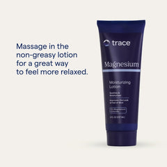 Trace Minerals Magnesium Moisturizing Lotion in use demonstrates lightweight, fragrance-free hydration.