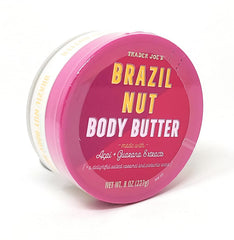 Trader Joe's Brazil Nut Body Butter jar closeup showing creamy texture for nourished skin