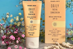 Trader Joe's Daily Facial Sunscreen gel texture close-up reveals invisible finish for feather-light sun protection.