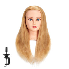 Training Head blonde mannequin head front view for practice and precision hairstyling