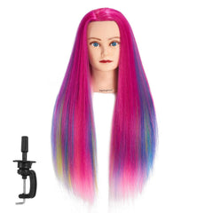 Training Head multi-color synthetic hair offering versatile color-styling practice.