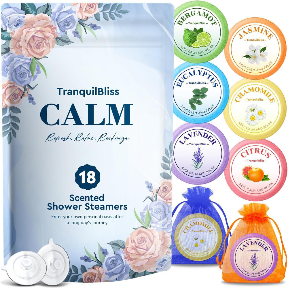 TranquilBliss packaging for gift-ready shower steamers and self-care.