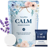 TranquilBliss shower steamers 15-pack packaging showcases gift-ready presentation.