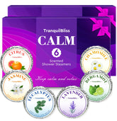 TranquilBliss shower steamers packaging highlighted for gifting and relaxation.