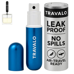 Travalo Classic HD blue front view showing portable design for on-the-go fragrance