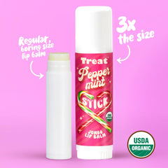 Treat Jumbo Lip Balm peppermint twist with smooth glide for everyday lip care