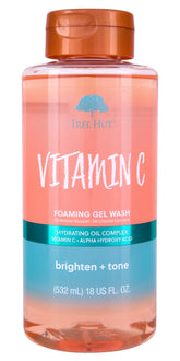 Tree Hut Vitamin C foaming gel wash bottle view with vibrant citrus aroma.