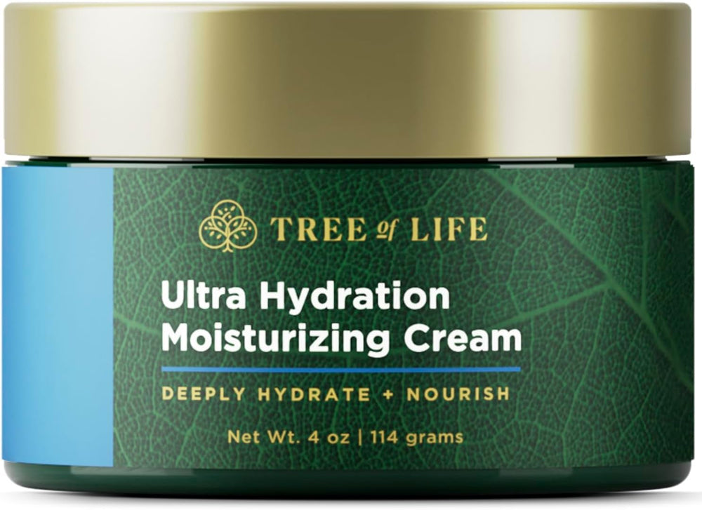 Tree of Life Beauty moisturizer jar close-up showing rich hydration texture