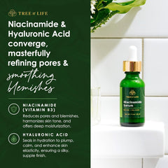 Tree of Life Beauty Niacinamide Serum packaging emphasizes cruelty-free dermatologist-tested care