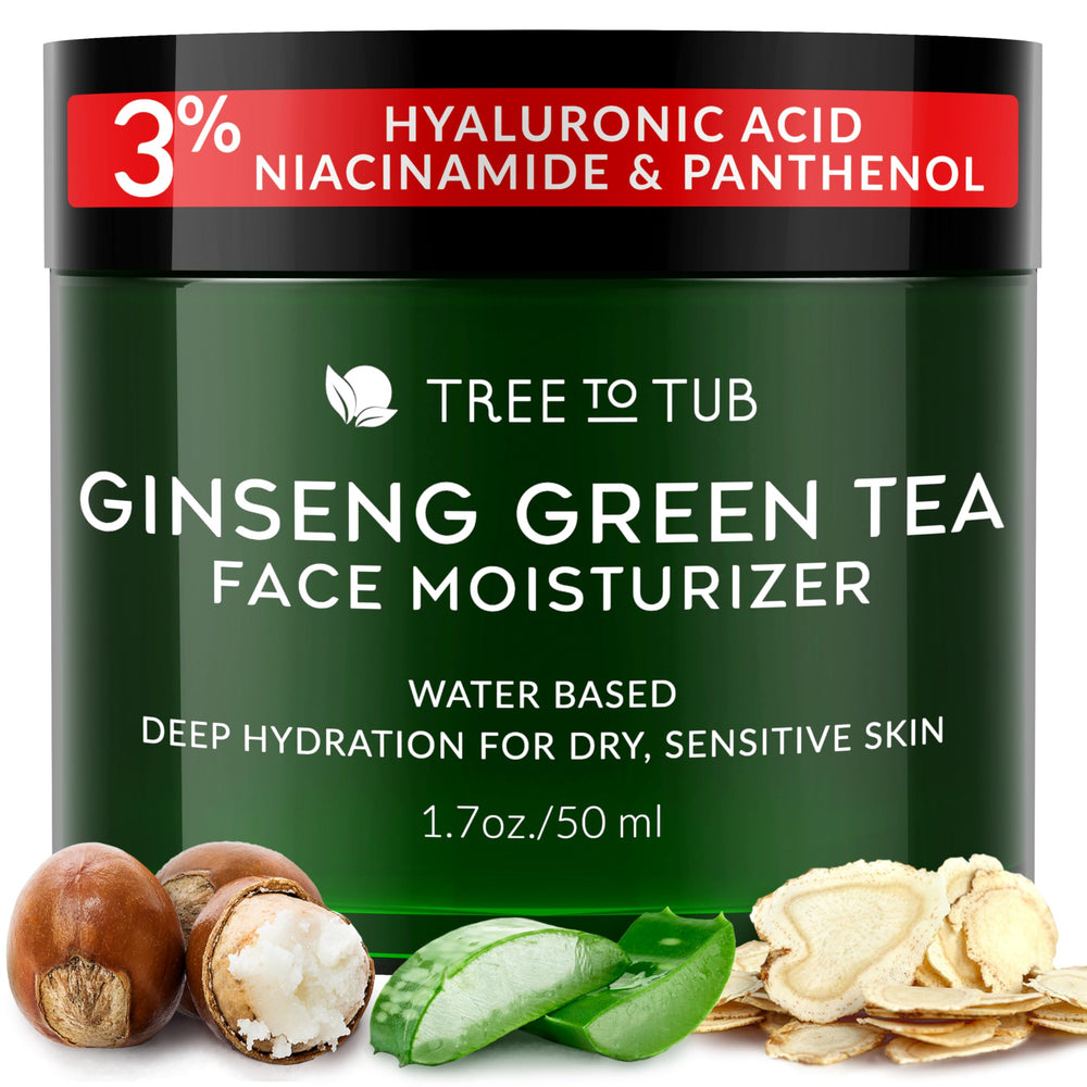 Tree to Tub hydrating face moisturizer bottle provides lightweight hydration for all-day comfort.