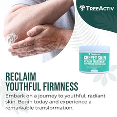 TreeActiv Crepey Skin Repair Cream texture closeup showing creamy consistency
