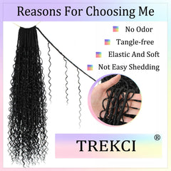 Close-up of soft curly ends showing natural boho texture from Trekci.