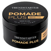 TRENDSTARTER Pomade Plus bottle front shows gel hold for defined combed styles.
