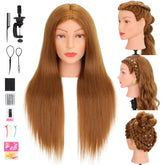 Treosida mannequin head with blonde real hair close-up for realistic practice